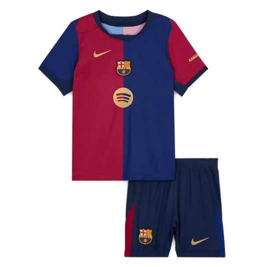 Kids Barcelona Custom Home Soccer Kits 2024/25 - Spotify Logo Without Text