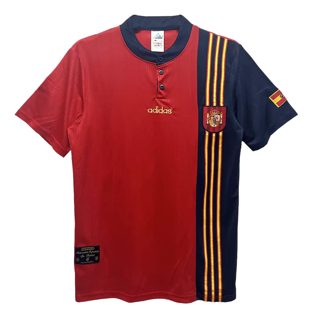 Spain Retro Jersey Home Soccer Shirt 1996