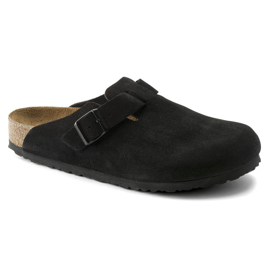 Boston Soft FootbedSuede Leather - BlackThe Birkenstock Footbed