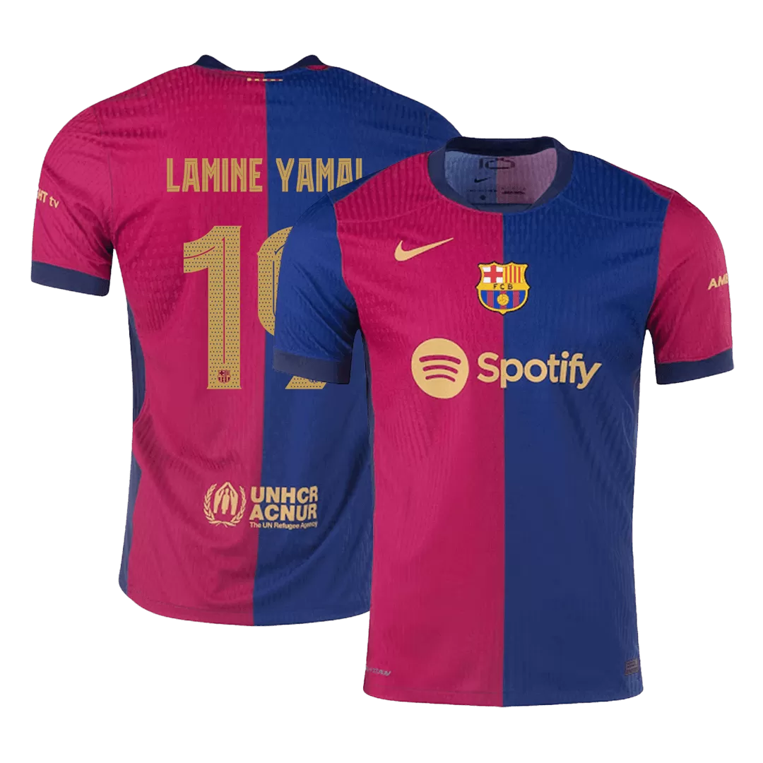Authentic LAMINE YAMAL #19 Soccer Jersey Barcelona Home Shirt 2024/25-UCL