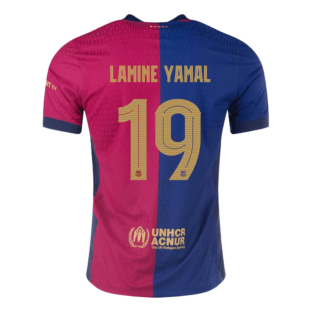 Authentic LAMINE YAMAL #19 Soccer Jersey Barcelona Home Shirt 2024/25-UCL